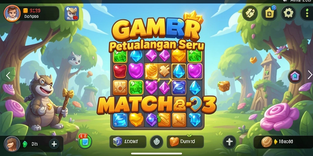 Tampilan gameplay seru di GAMERP saat mencocokkan item Match-3.