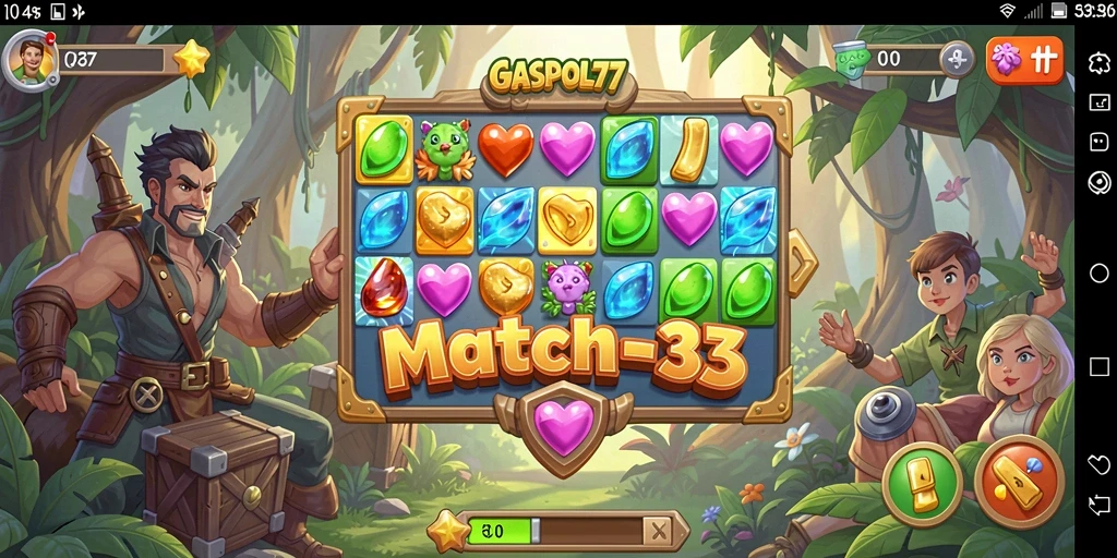 Tampilan gameplay seru dalam GASPOL77 dengan kombinasi warna-warni.