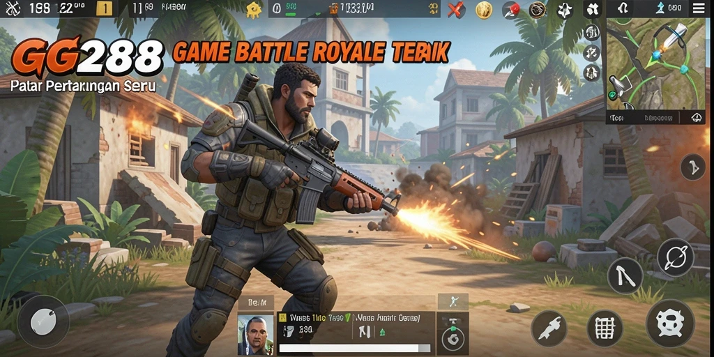 Screenshot GG288 menampilkan aksi seru dalam Battle Royale.