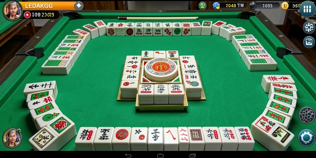 Tangkapan layar dari gameplay LEDAKGG yang menunjukkan keseruan bermain Mahjong.