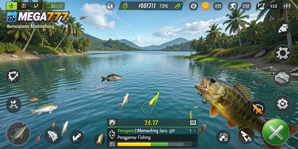 Gameplay MEGA777 yang menarik dengan berbagai ikan untuk ditangkap.