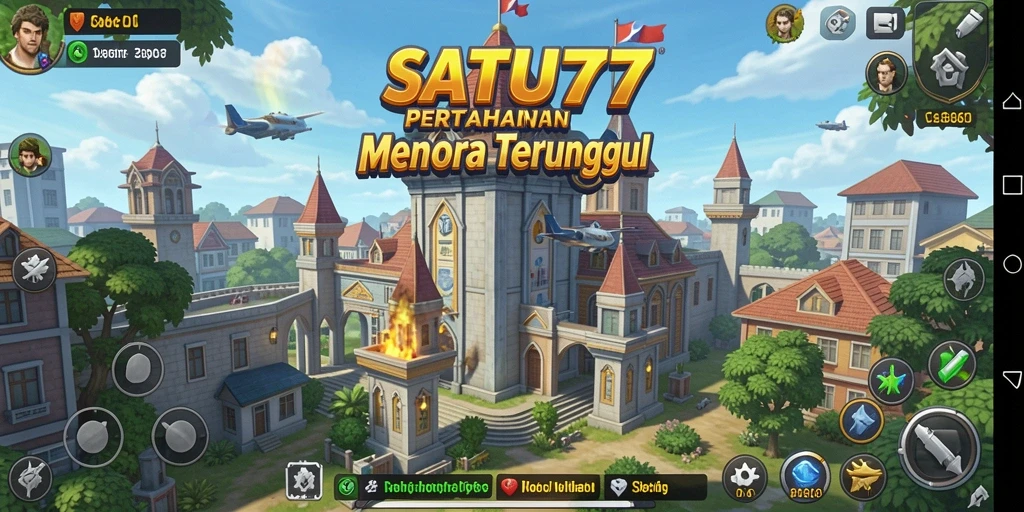 Screenshot SATU77 yang menampilkan aksi strategis dalam gameplay Tower Defense.