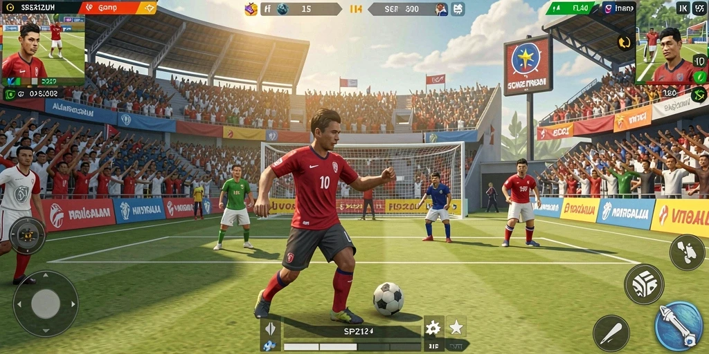 Screenshot gameplay SP212 yang menunjukkan aksi olahraga menarik.