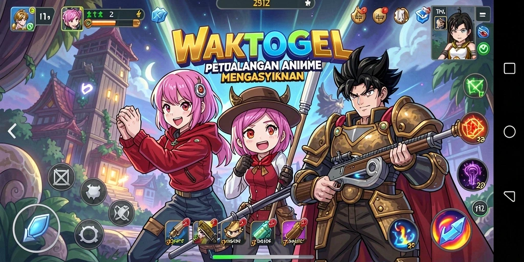 Screenshot gameplay <strong>WAKTOGEL</strong> menampilkan pertarungan yang intens dan karakter anime ikonik.